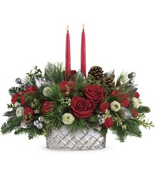 Teleflora's Merry Mercury Centerpiece from Swindler and Sons Florists in Wilmington, OH